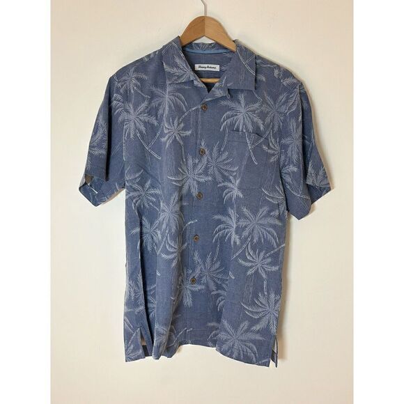 TOMMY BAHAMA Palms Over Miami Silk Button Down Shirt T318389 Medium - Picture 1 of 8
